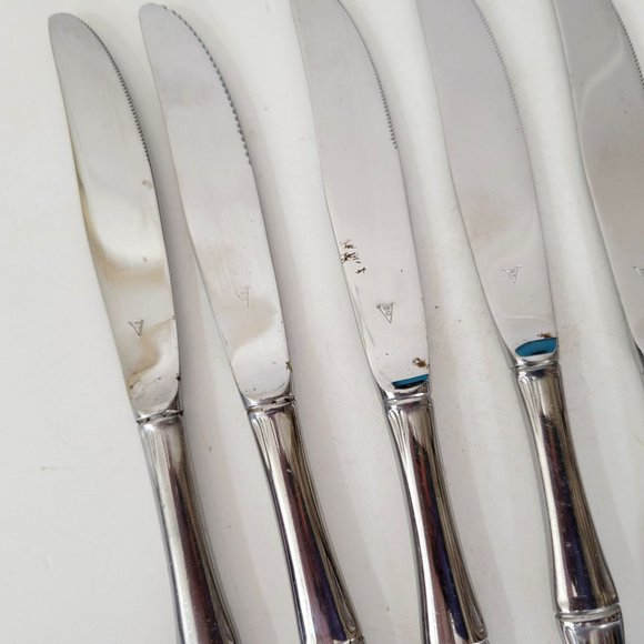 Vintage Stainless Knives with Faux Bamboo Handles Set of Six Boxed - Picture 7 of 9